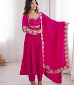 Rani roman silk readymade anarkali suit with embroidery & sequence work