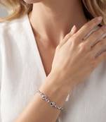 925 Sterling Silver Pink Crystal Heart Bracelet for Women