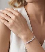 925 Sterling Silver Elegant Marquise Link Adjustable  CZ Bracelet for Women