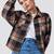 Women green check flannel shirt