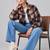 Women green check flannel shirt