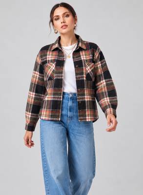 Women green check flannel shirt 4