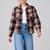 Women green check flannel shirt