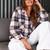 Women check flannel shirt