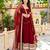 Maroon faux blooming embroidery party wear anarkali suit set