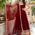 Maroon faux blooming embroidery party wear anarkali suit set