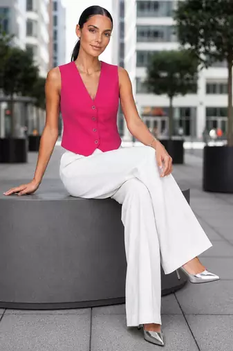 Women hot pink waistcoat