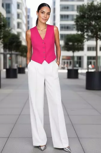 Women hot pink waistcoat