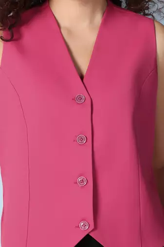 Women hot pink waistcoat