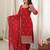 Classic Red Bead Embroidery Georgette Function Wear Salwar Suit