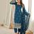 Majestic Teal Blue Sequins Georgette Wedding Wear Salwar Suit