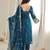 Majestic Teal Blue Sequins Georgette Wedding Wear Salwar Suit