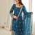 Majestic Teal Blue Sequins Georgette Wedding Wear Salwar Suit