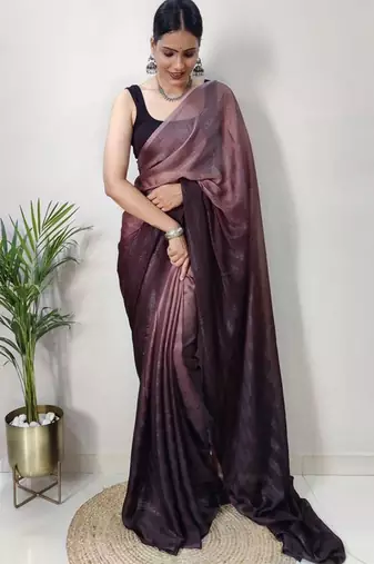 Turquoise floral embroidered organza saree