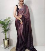 Turquoise floral embroidered organza saree