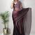 Turquoise floral embroidered organza saree