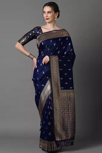 navy_blue ethnic motifs woven design zari banarasi saree