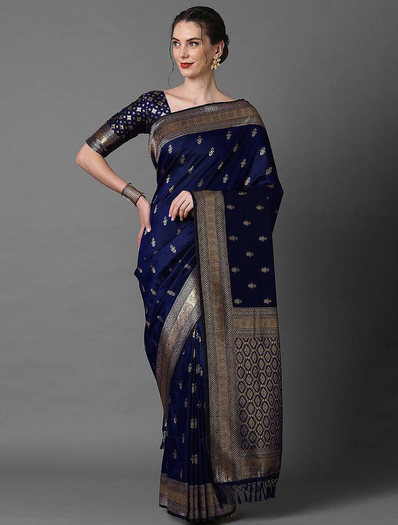 navy_blue ethnic motifs woven design zari banarasi saree