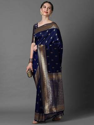 navy_blue ethnic motifs woven design zari banarasi saree 2