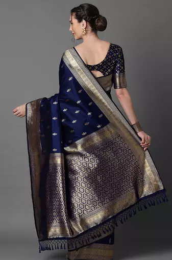 navy_blue ethnic motifs woven design zari banarasi saree