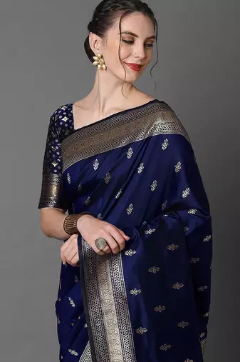 navy_blue ethnic motifs woven design zari banarasi saree