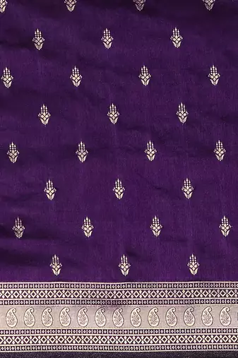 purple ethnic motifs zari silk blend banarasi saree