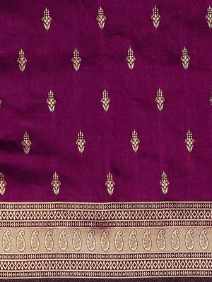magenta woven design zari silk blend banarasi saree 4