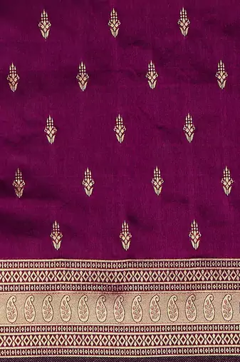 magenta woven design zari silk blend banarasi saree