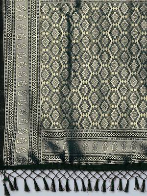 green saree mall ethnic motifs woven design zari silk blend banarasi saree 5
