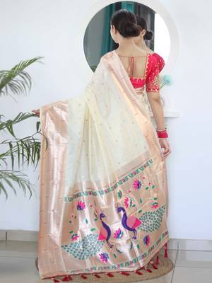 white white ethnic woven design zari paithani saree 3