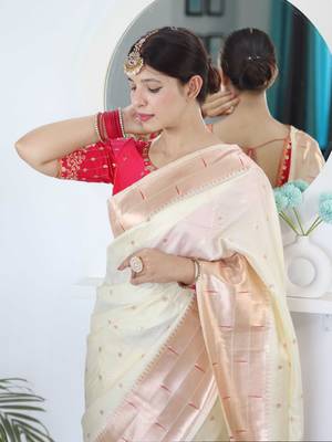 white white ethnic woven design zari paithani saree 5