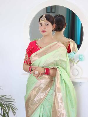 green green ethnic woven design zari paithani saree 5