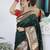 green woven design zari silk blend paithani saree