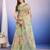 green floral sequinned organza designer saree