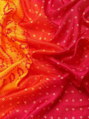yellow bandhani printed gotta patti bandhani saree 4