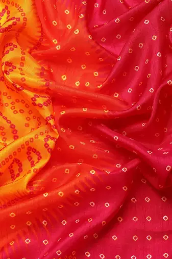 yellow bandhani printed gotta patti bandhani saree