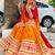 yellow yellow & red printed gotta patti bandhani saree