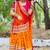 yellow yellow & red printed gotta patti bandhani saree