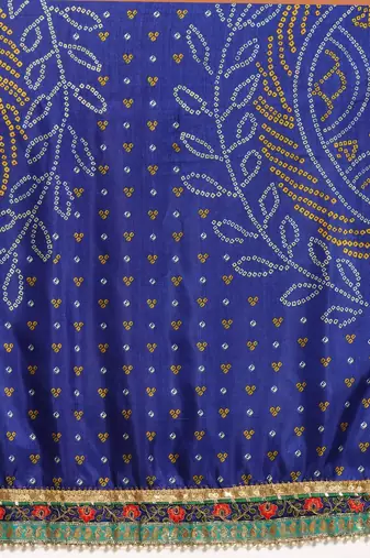 navy_blue bandhani gotta patti half & half saree