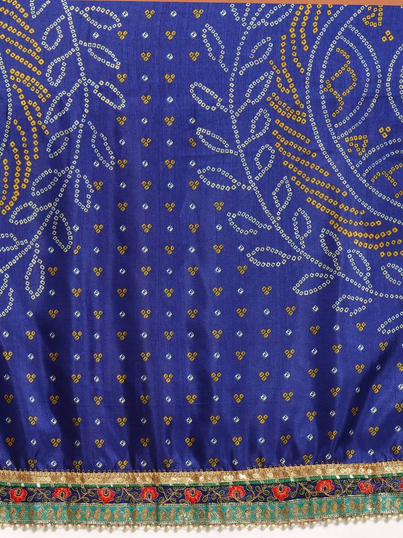 navy_blue bandhani gotta patti half & half saree