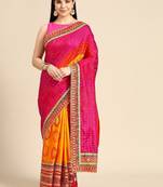yellow bandhani gotta patti half & half saree