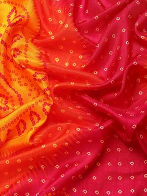 yellow bandhani gotta patti half & half saree 5