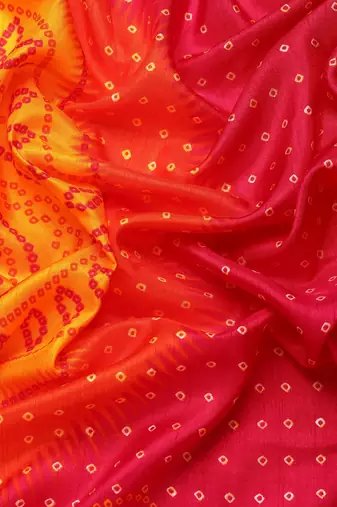yellow bandhani gotta patti half & half saree