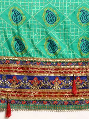 blue bandhani gotta patti half & half saree 3