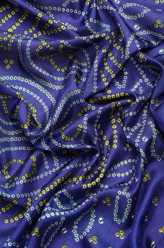 blue bandhani gotta patti half & half saree