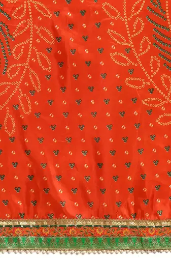 yellow bandhani gotta patti half & half saree