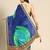 blue bandhani gotta patti half & half saree