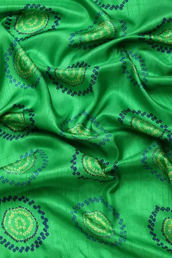 blue bandhani gotta patti half & half saree