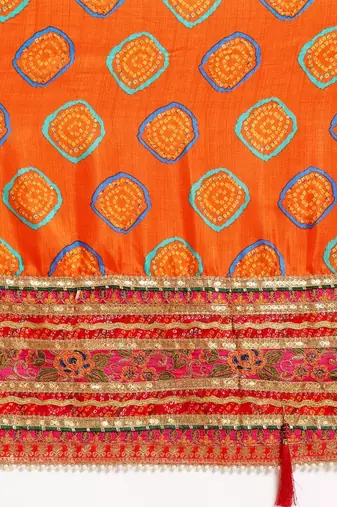 pink bandhani gotta patti saree