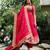 Red natural crepe silk party wear embroidery anarkali suit set
